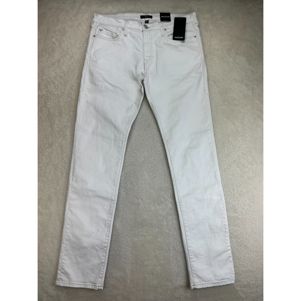 NWT True Religion Rocco Skinny Jeans Mens 33 White Relaxed Fit Stretch "Read"